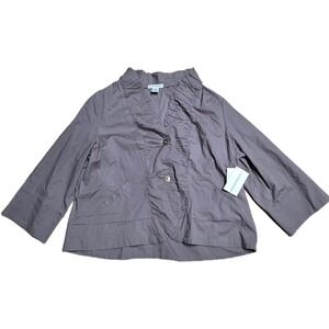 NWT CONTRAST Ruched Collar‎ Blouse Women's Size 3X Brown Cropped